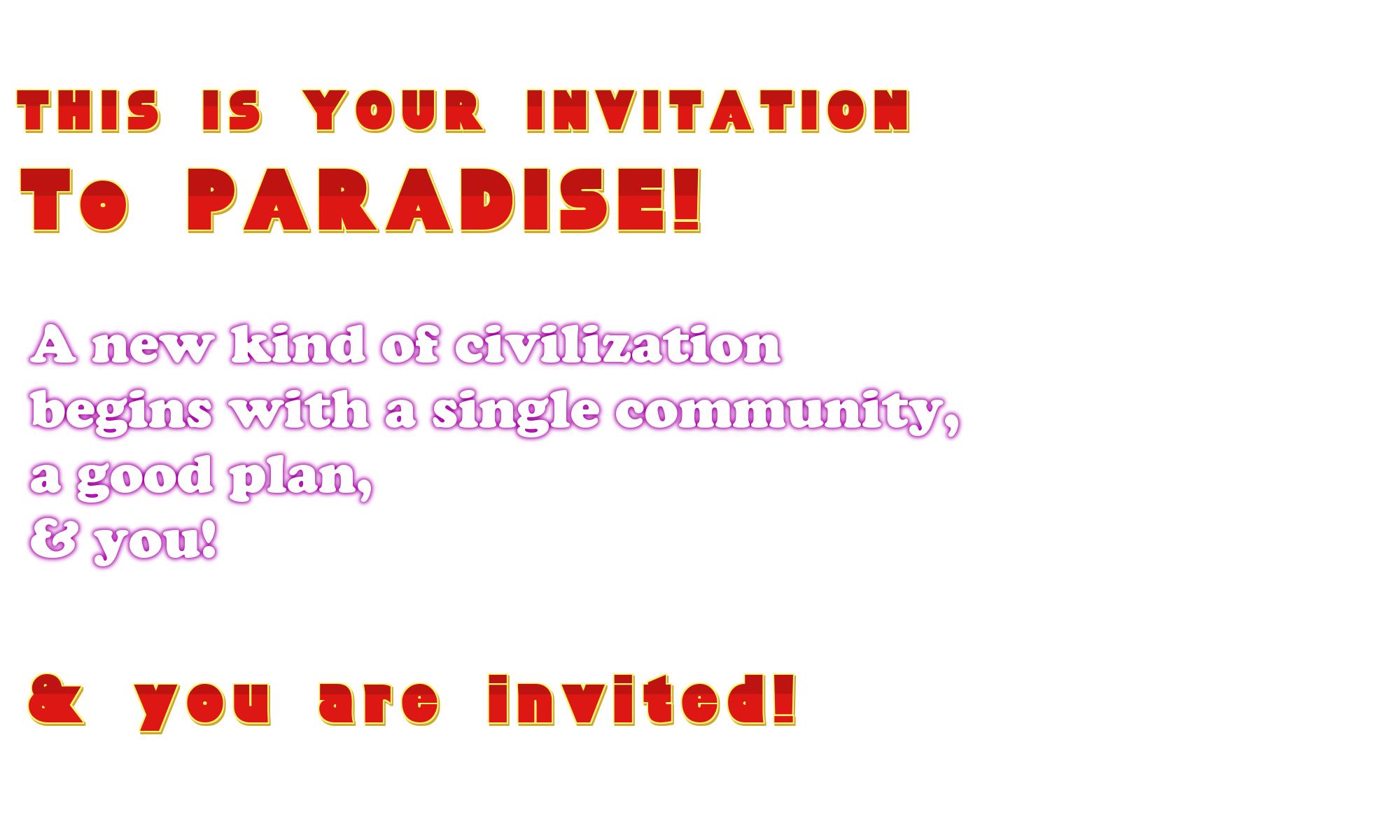 Header for new hardcover book invitation to paradise